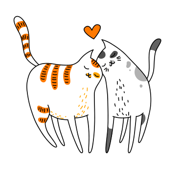 illustration of two cats with heart